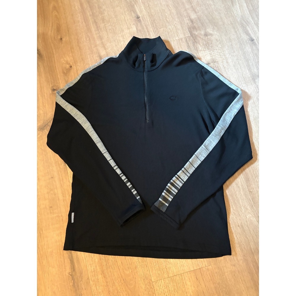 Icebreaker Pullover XL Black Merino Wool 260 Bodyfit Quarter Zip Gorpcore